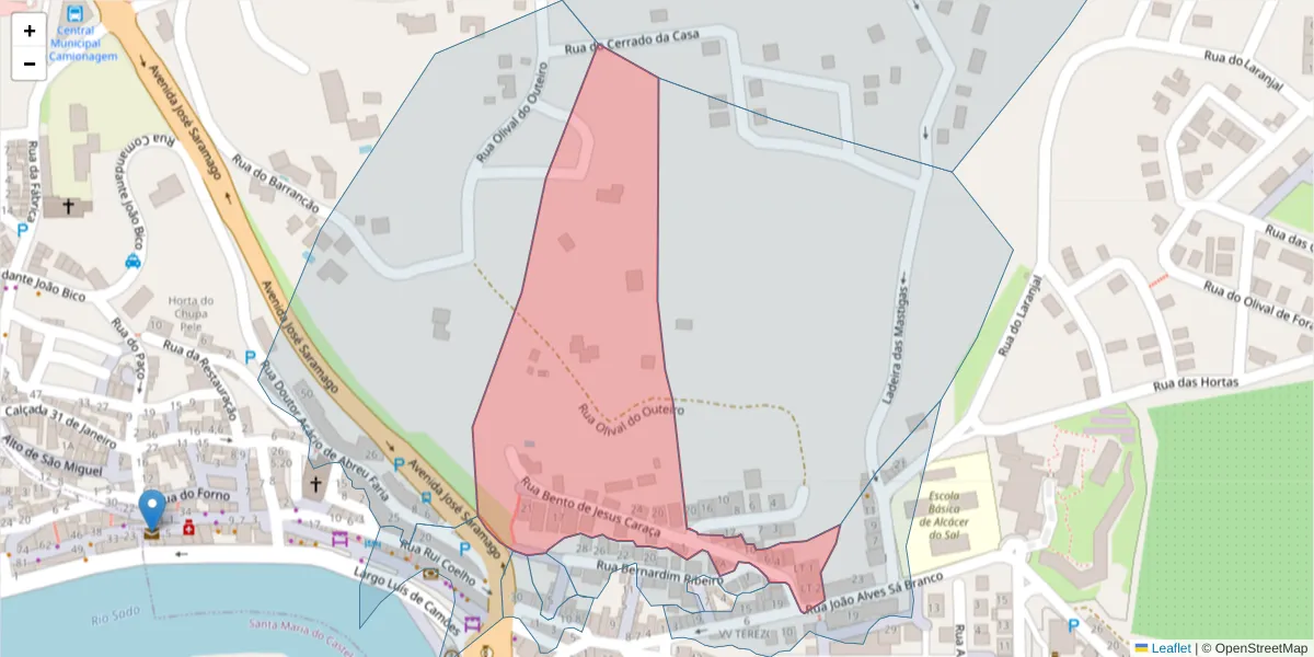 Mapa detalhado do código postal 7580-034 com limites, códigos postais vizinhos e agências dos correios