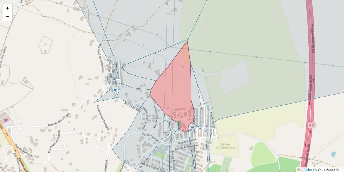 Mapa detalhado do código postal 7580-035 com limites, códigos postais vizinhos e agências dos correios