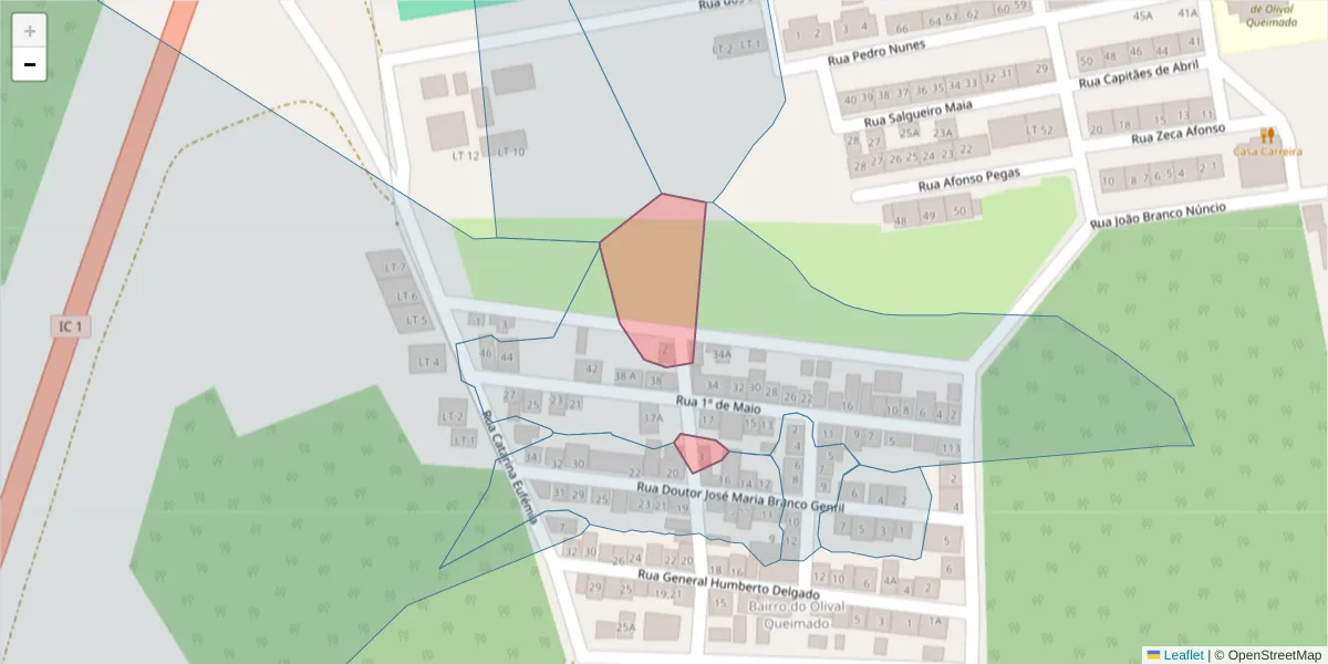 Mapa detalhado do código postal 7580-062 com limites, códigos postais vizinhos e agências dos correios