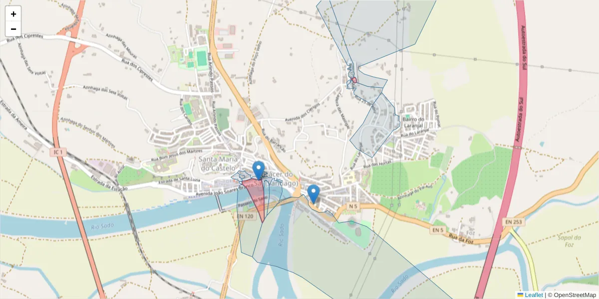 Mapa detalhado do código postal 7580-068 com limites, códigos postais vizinhos e agências dos correios