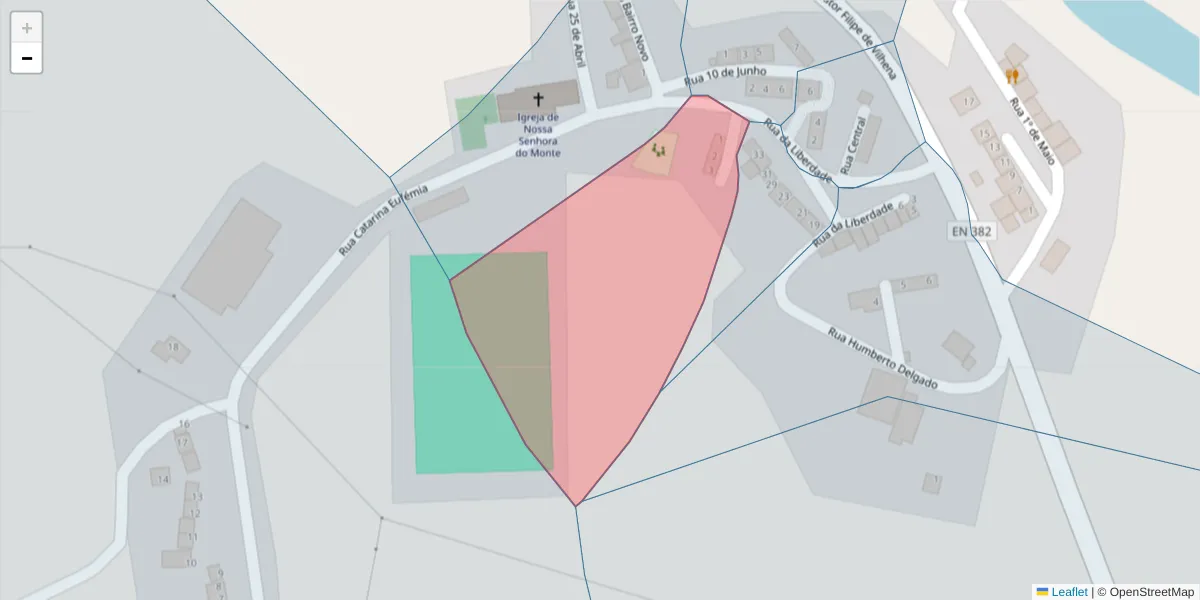 Mapa detalhado do código postal 7580-088 com limites, códigos postais vizinhos e agências dos correios