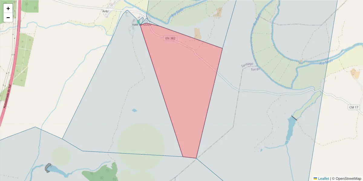 Mapa detalhado do código postal 7580-092 com limites, códigos postais vizinhos e agências dos correios