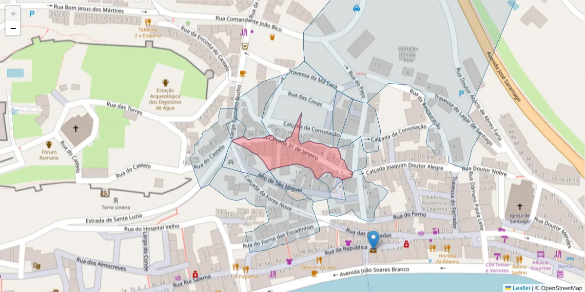 Mapa detalhado do código postal 7580-098 com limites, códigos postais vizinhos e agências dos correios