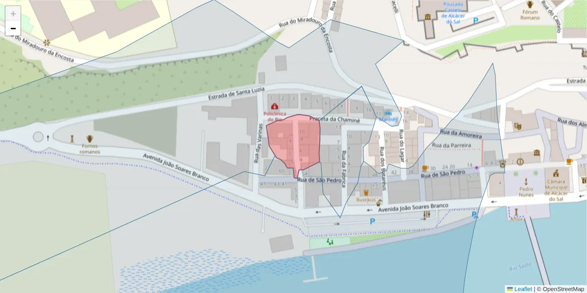 Mapa detalhado do código postal 7580-121 com limites, códigos postais vizinhos e agências dos correios