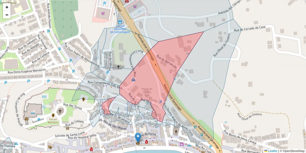 Mapa detalhado do código postal 7580-136 com limites, códigos postais vizinhos e agências dos correios