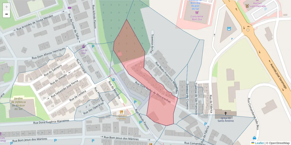 Mapa detalhado do código postal 7580-143 com limites, códigos postais vizinhos e agências dos correios