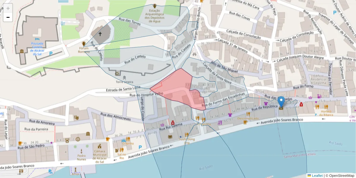 Mapa detalhado do código postal 7580-146 com limites, códigos postais vizinhos e agências dos correios