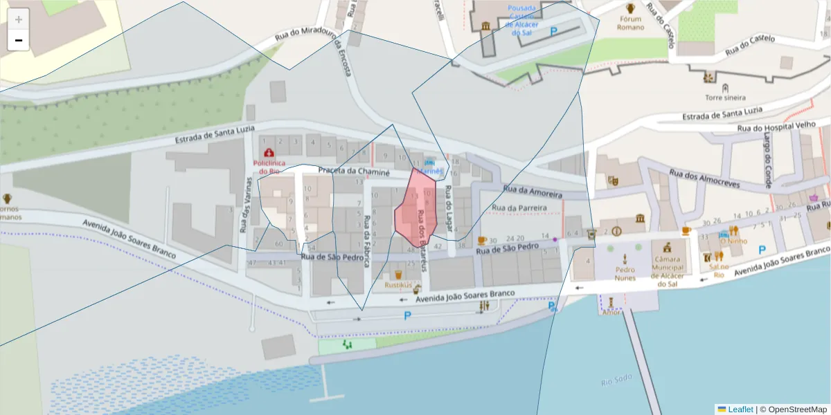 Mapa detalhado do código postal 7580-152 com limites, códigos postais vizinhos e agências dos correios