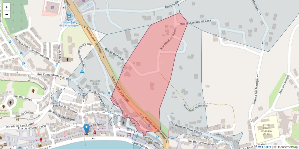 Mapa detalhado do código postal 7580-153 com limites, códigos postais vizinhos e agências dos correios