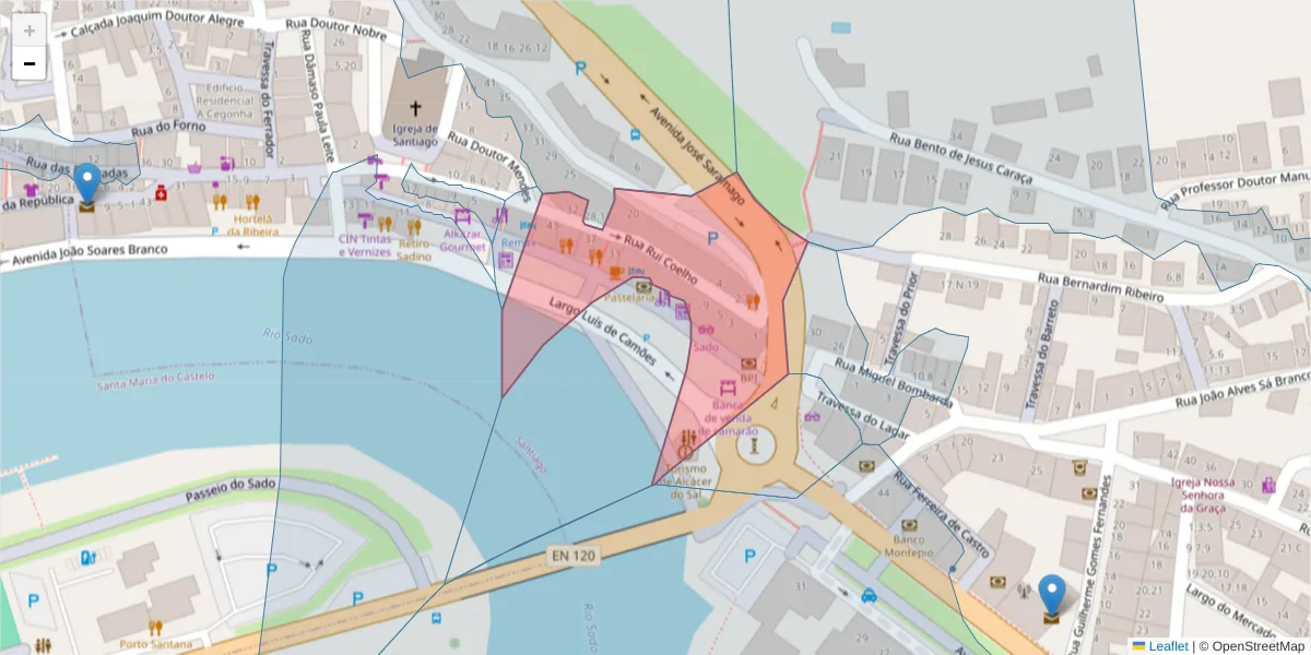 Mapa detalhado do código postal 7580-168 com limites, códigos postais vizinhos e agências dos correios