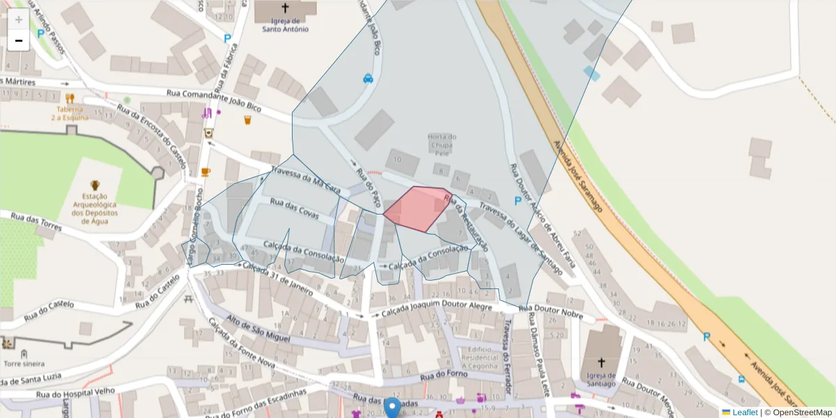 Mapa detalhado do código postal 7580-176 com limites, códigos postais vizinhos e agências dos correios