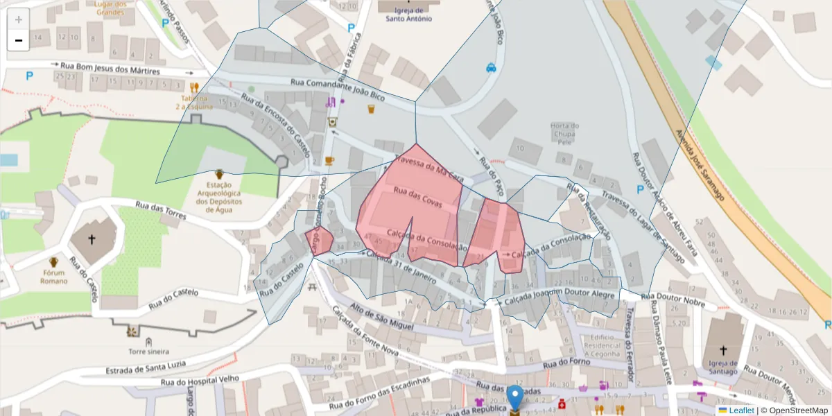 Mapa detalhado do código postal 7580-192 com limites, códigos postais vizinhos e agências dos correios