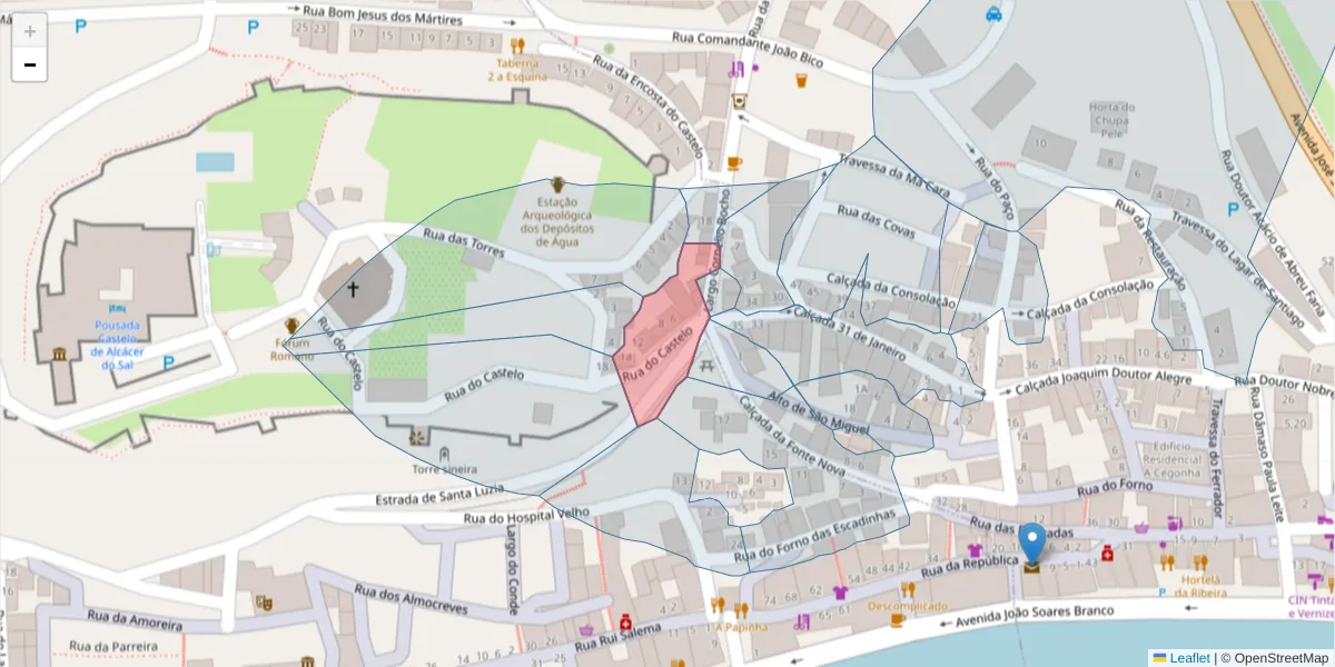 Mapa detalhado do código postal 7580-197 com limites, códigos postais vizinhos e agências dos correios