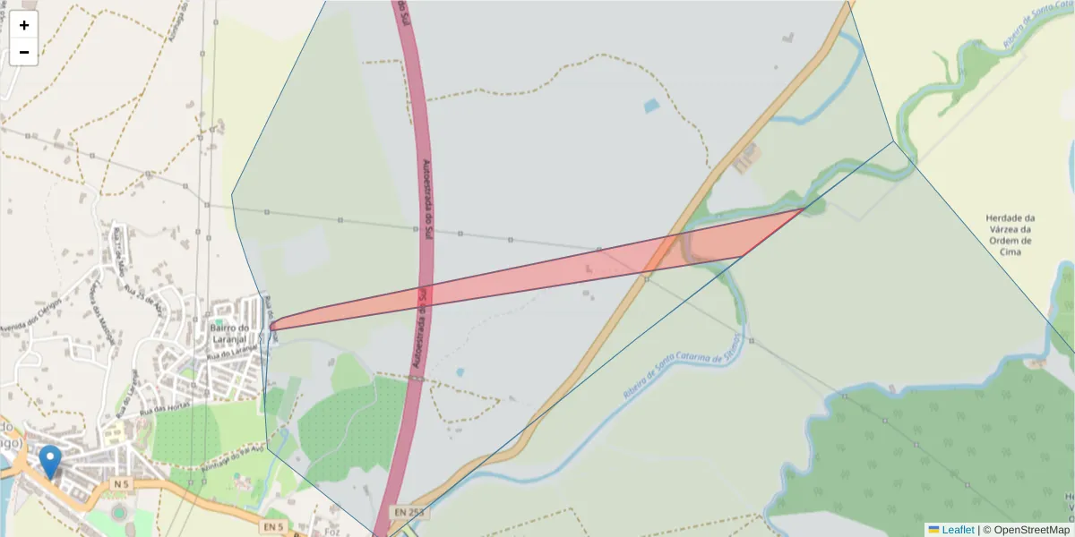 Mapa detalhado do código postal 7580-203 com limites, códigos postais vizinhos e agências dos correios