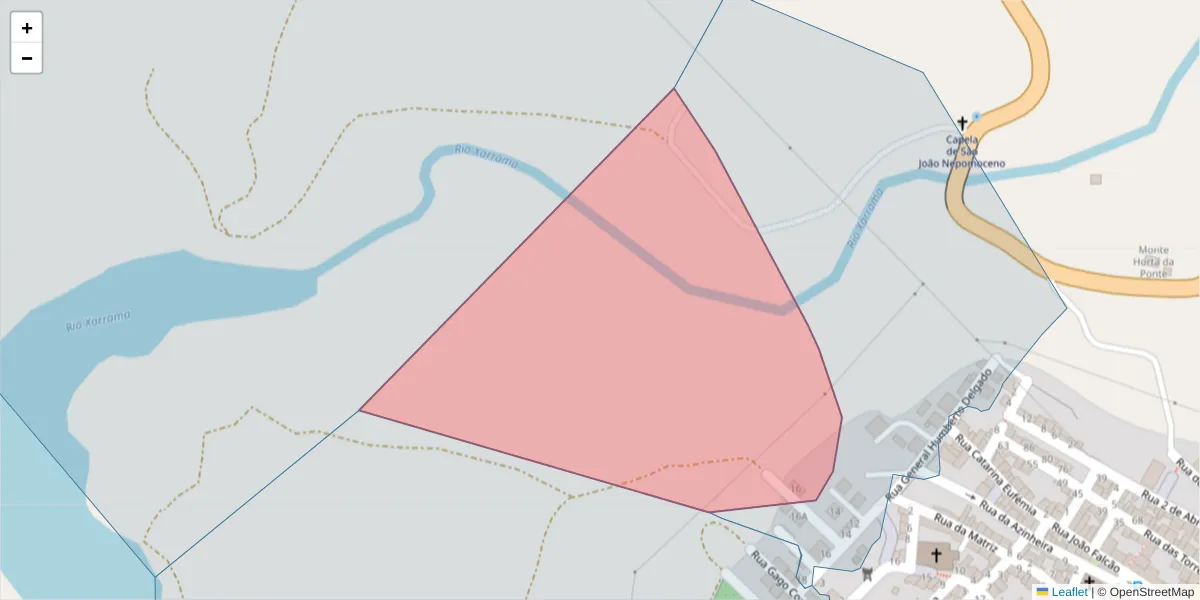 Mapa detalhado do código postal 7595-152 com limites, códigos postais vizinhos e agências dos correios