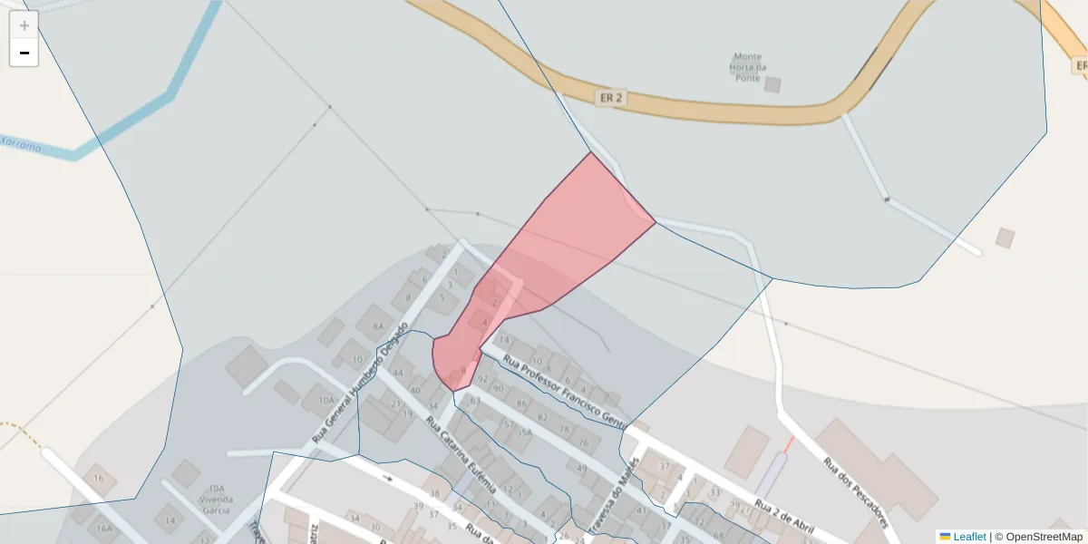 Mapa detalhado do código postal 7595-164 com limites, códigos postais vizinhos e agências dos correios