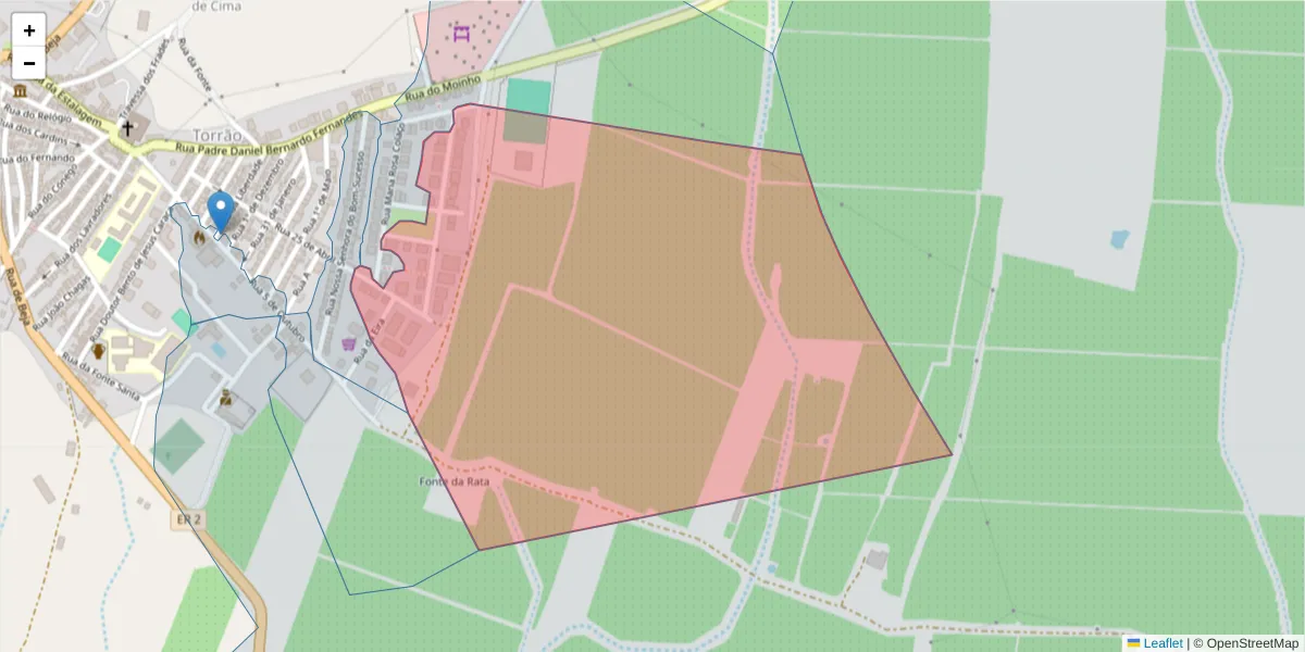 Mapa detalhado do código postal 7595-169 com limites, códigos postais vizinhos e agências dos correios