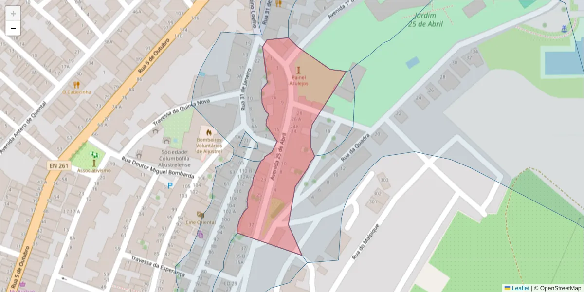 Mapa detalhado do código postal 7600-011 com limites, códigos postais vizinhos e agências dos correios