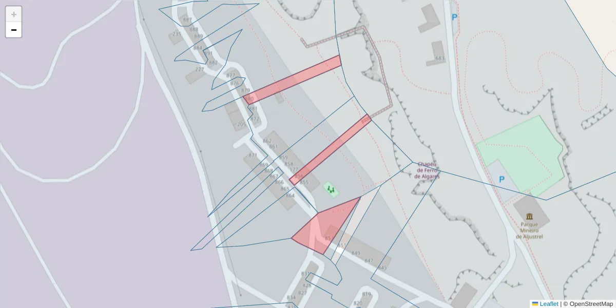 Mapa detalhado do código postal 7600-021 com limites, códigos postais vizinhos e agências dos correios