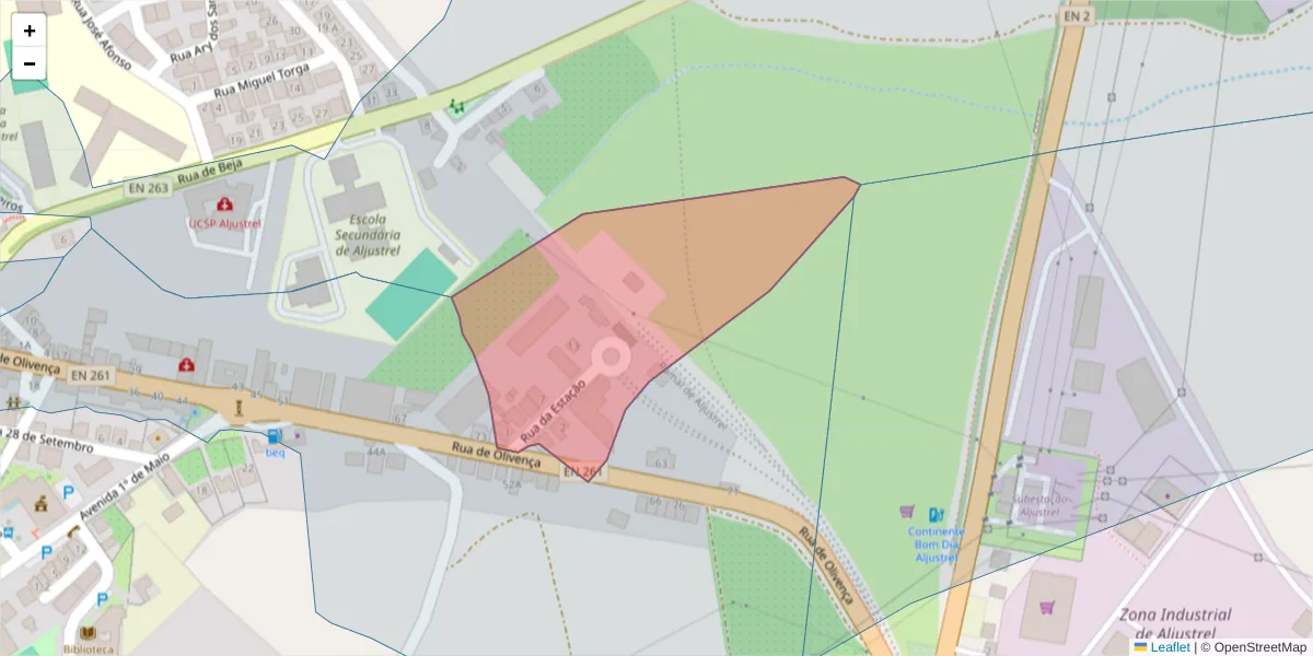 Mapa detalhado do código postal 7600-035 com limites, códigos postais vizinhos e agências dos correios