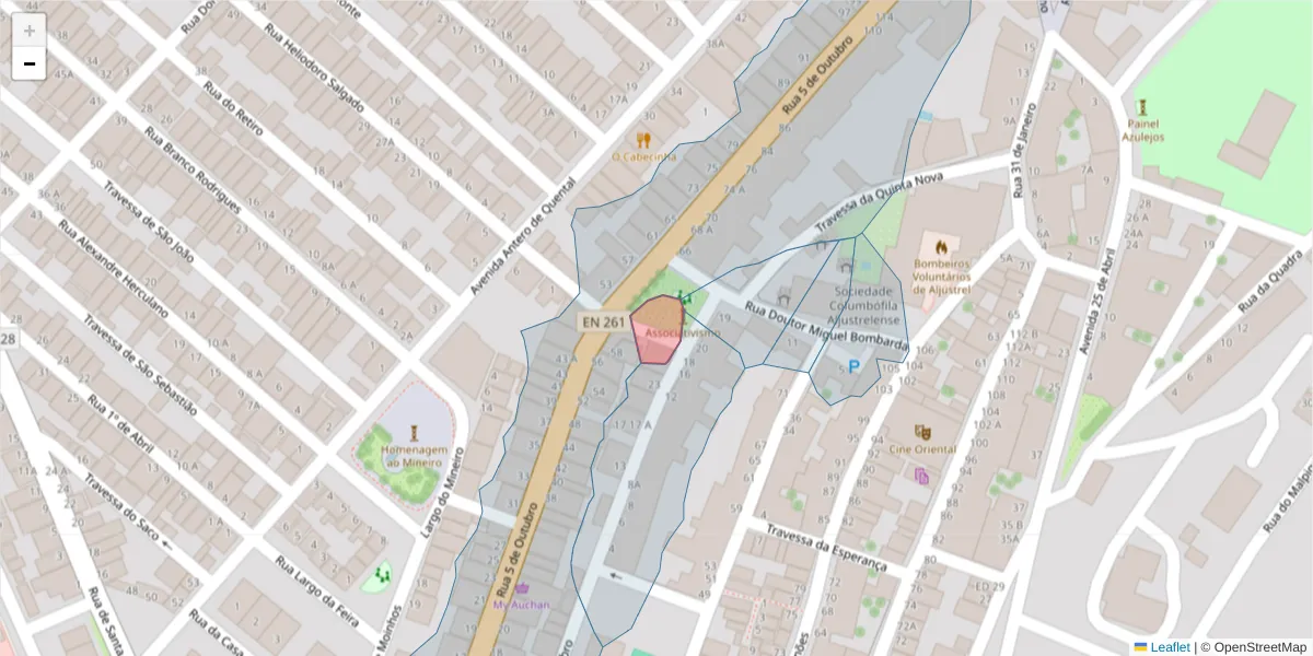 Mapa detalhado do código postal 7600-047 com limites, códigos postais vizinhos e agências dos correios