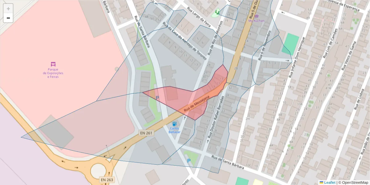 Mapa detalhado do código postal 7600-075 com limites, códigos postais vizinhos e agências dos correios