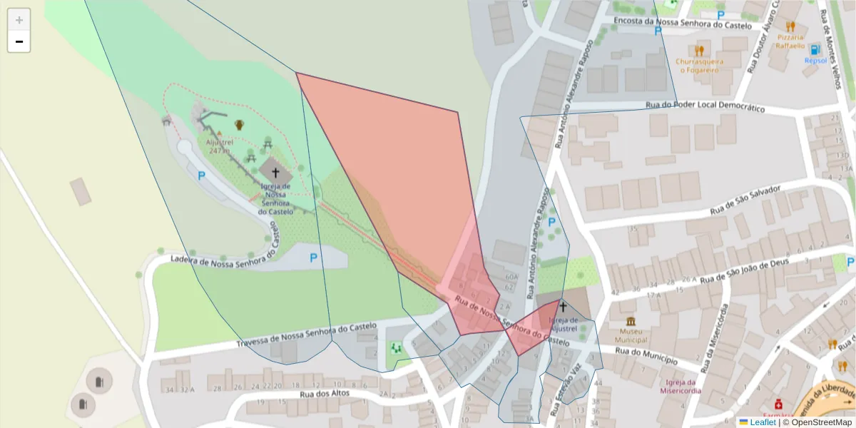 Mapa detalhado do código postal 7600-076 com limites, códigos postais vizinhos e agências dos correios
