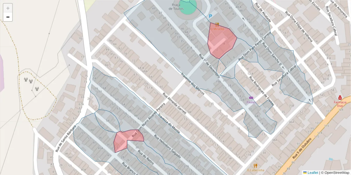 Mapa detalhado do código postal 7600-086 com limites, códigos postais vizinhos e agências dos correios