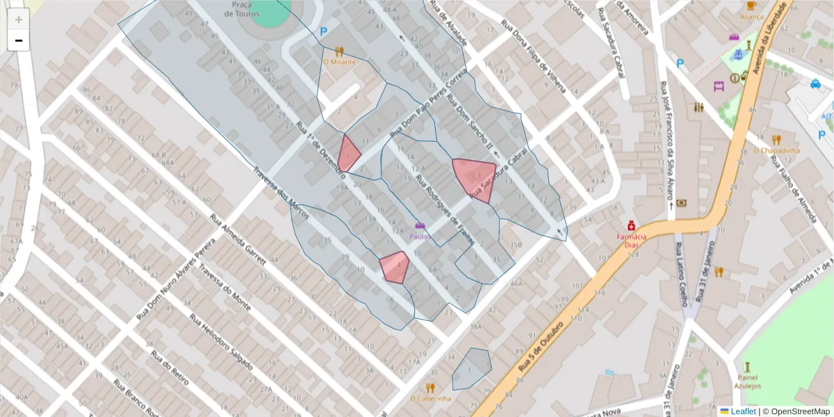 Mapa detalhado do código postal 7600-115 com limites, códigos postais vizinhos e agências dos correios