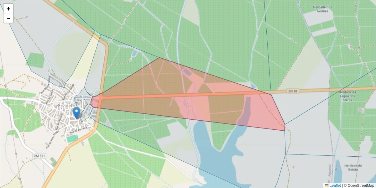 Mapa detalhado do código postal 7600-202 com limites, códigos postais vizinhos e agências dos correios