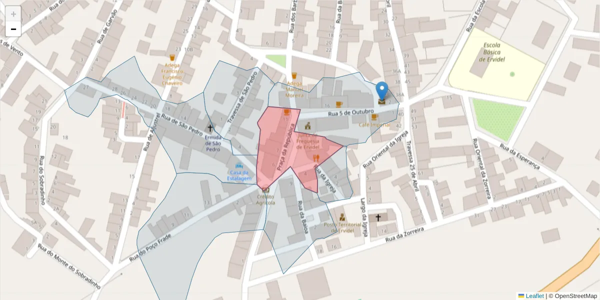 Mapa detalhado do código postal 7600-207 com limites, códigos postais vizinhos e agências dos correios