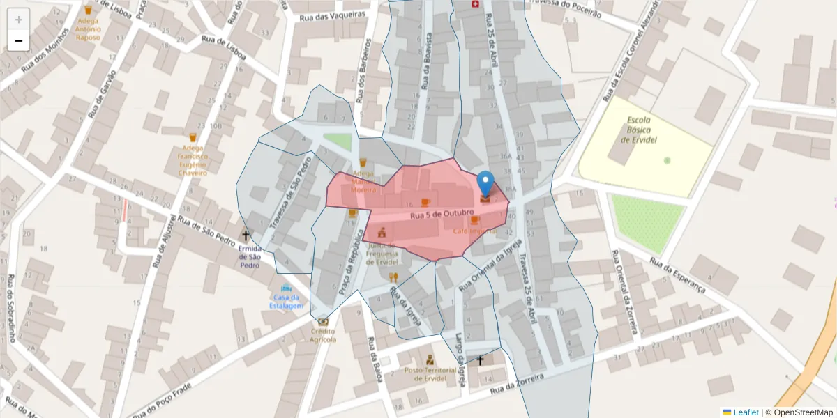 Mapa detalhado do código postal 7600-209 com limites, códigos postais vizinhos e agências dos correios