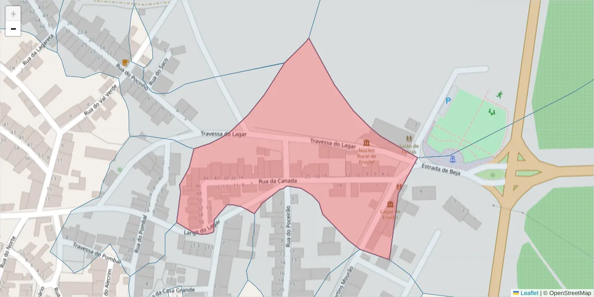 Mapa detalhado do código postal 7600-212 com limites, códigos postais vizinhos e agências dos correios