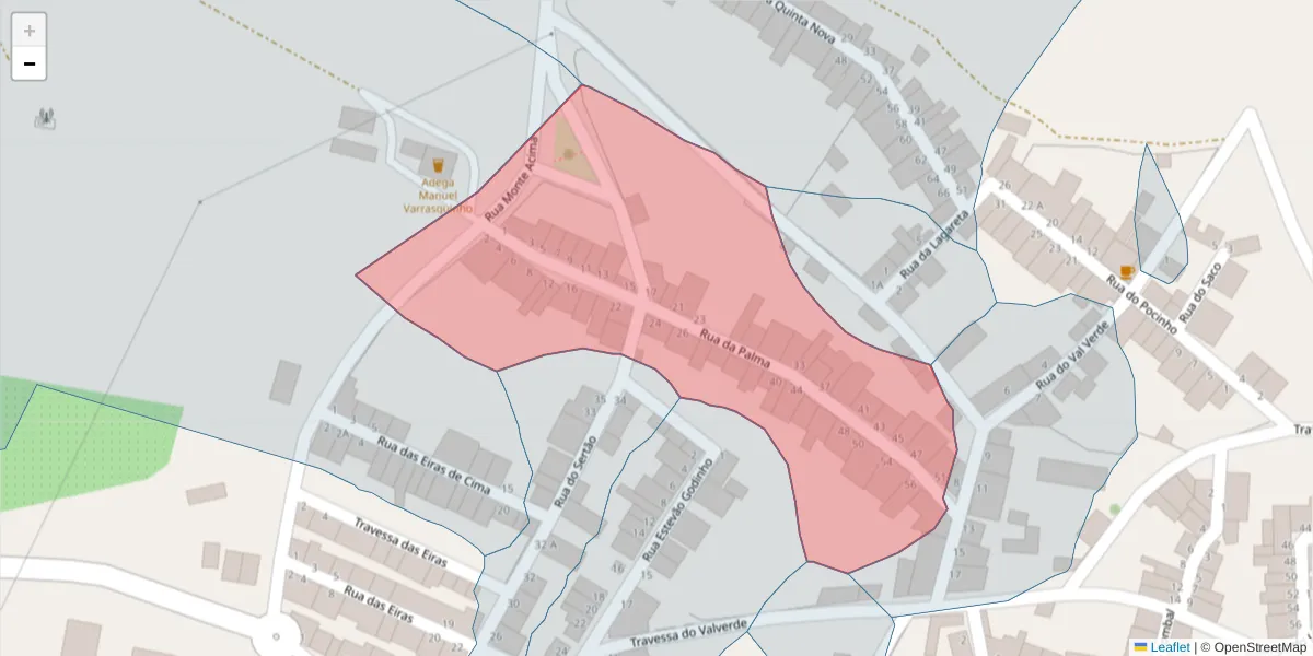 Mapa detalhado do código postal 7600-216 com limites, códigos postais vizinhos e agências dos correios