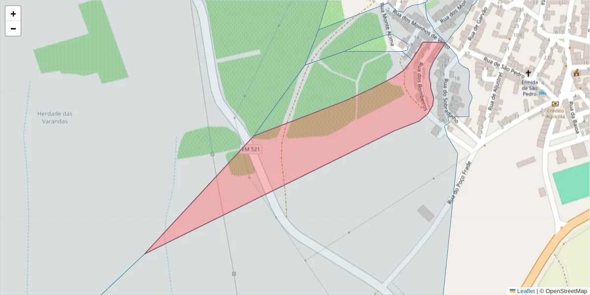 Mapa detalhado do código postal 7600-239 com limites, códigos postais vizinhos e agências dos correios