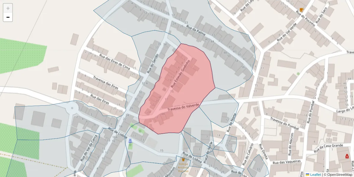 Mapa detalhado do código postal 7600-241 com limites, códigos postais vizinhos e agências dos correios