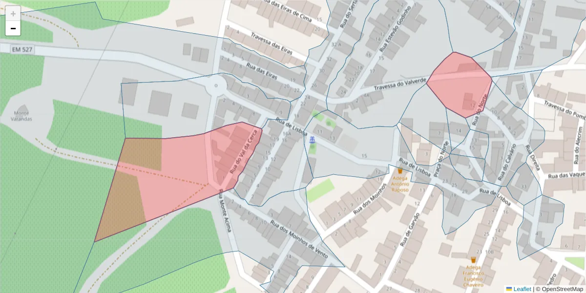 Mapa detalhado do código postal 7600-244 com limites, códigos postais vizinhos e agências dos correios