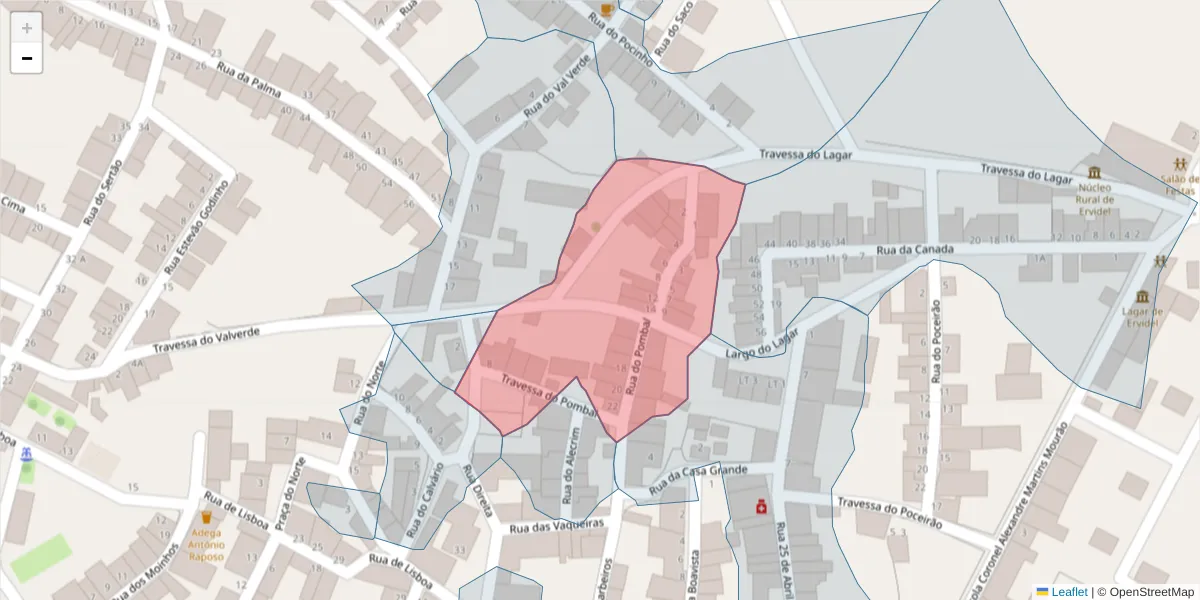 Mapa detalhado do código postal 7600-246 com limites, códigos postais vizinhos e agências dos correios