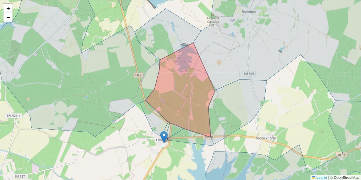 Mapa detalhado do código postal 7600-273 com limites, códigos postais vizinhos e agências dos correios