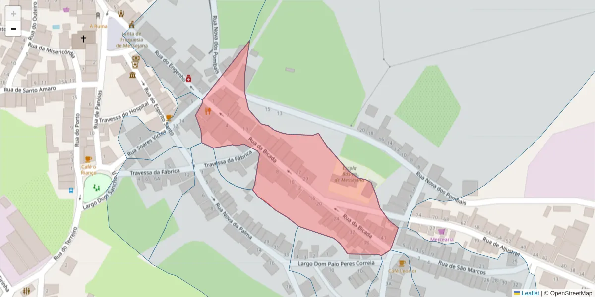 Mapa detalhado do código postal 7600-320 com limites, códigos postais vizinhos e agências dos correios