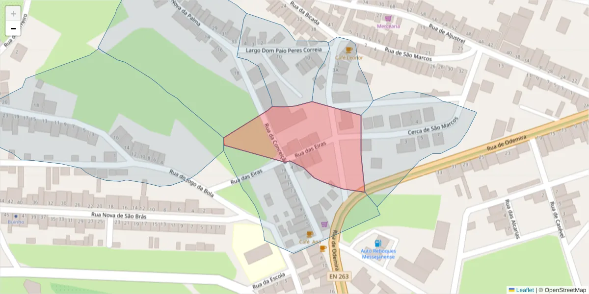 Mapa detalhado do código postal 7600-326 com limites, códigos postais vizinhos e agências dos correios