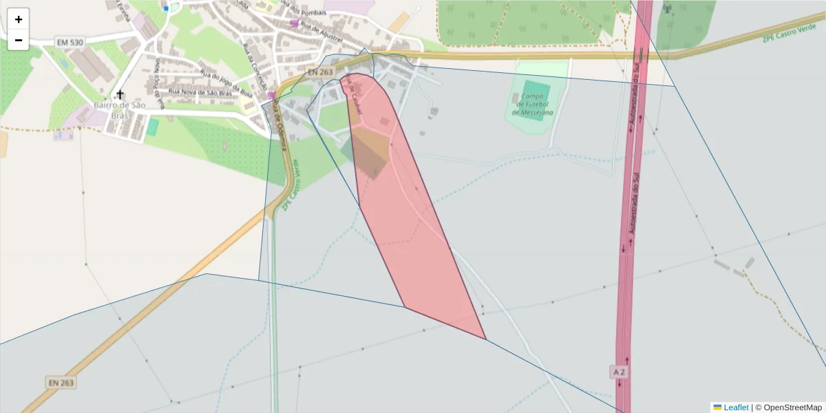 Mapa detalhado do código postal 7600-329 com limites, códigos postais vizinhos e agências dos correios