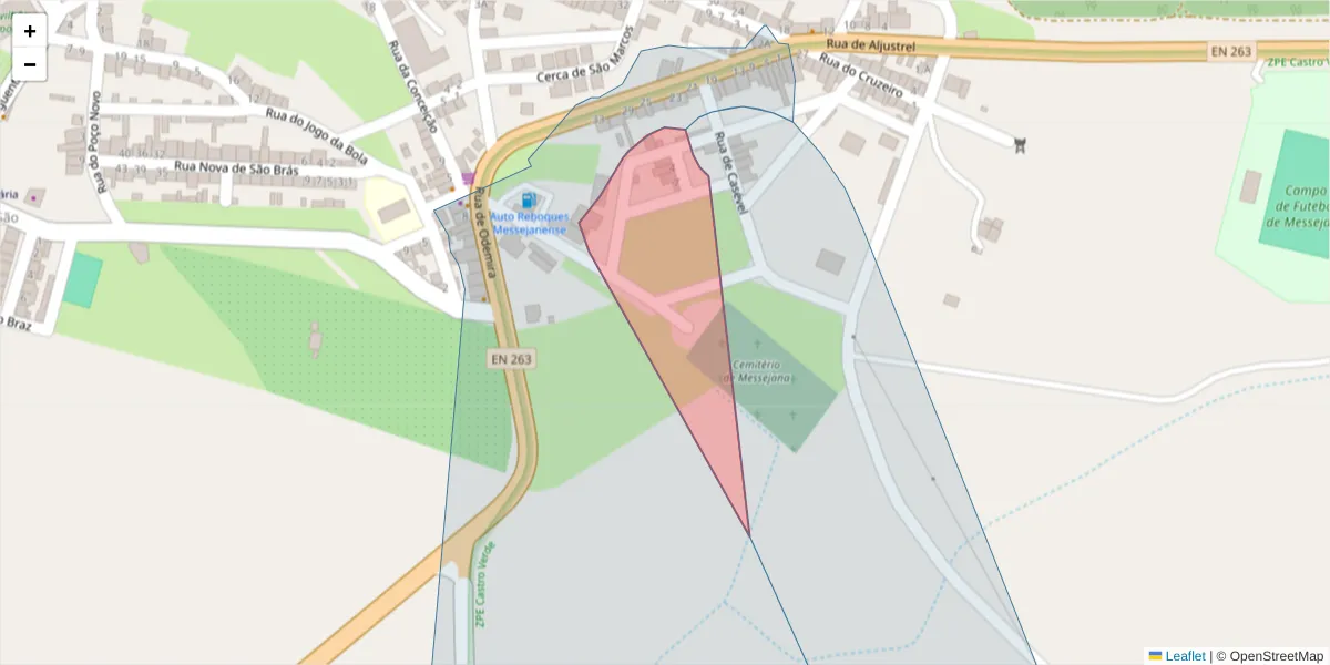 Mapa detalhado do código postal 7600-335 com limites, códigos postais vizinhos e agências dos correios