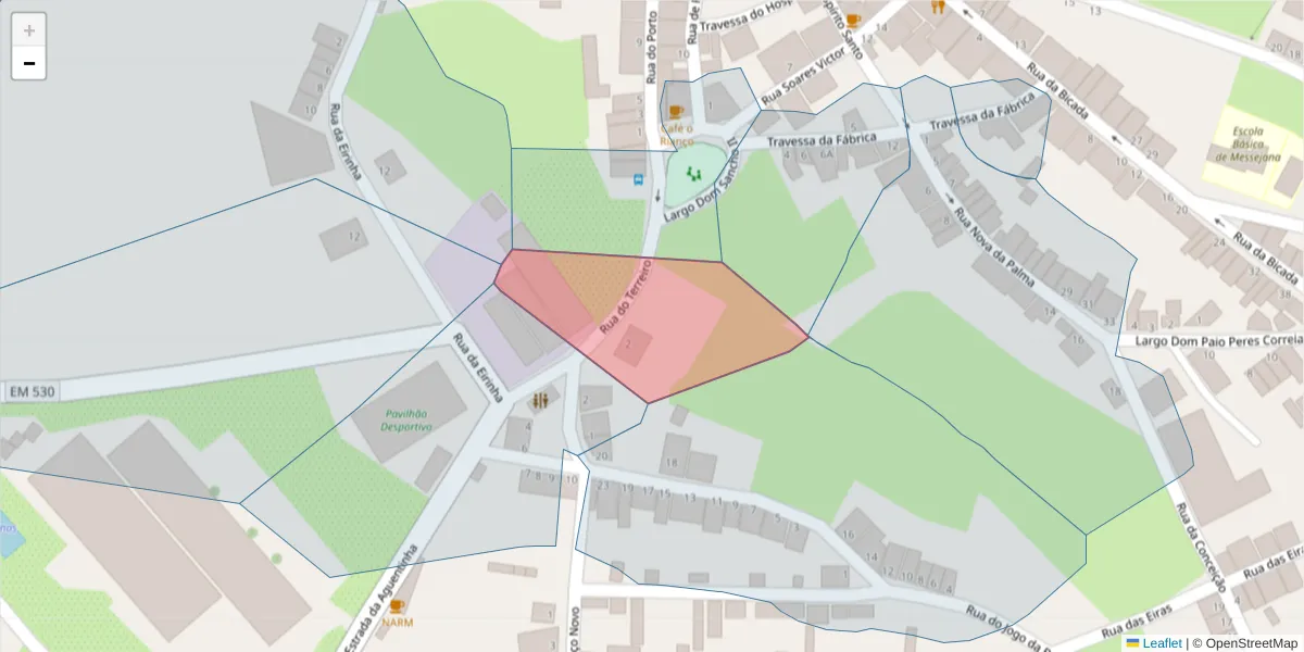 Mapa detalhado do código postal 7600-340 com limites, códigos postais vizinhos e agências dos correios