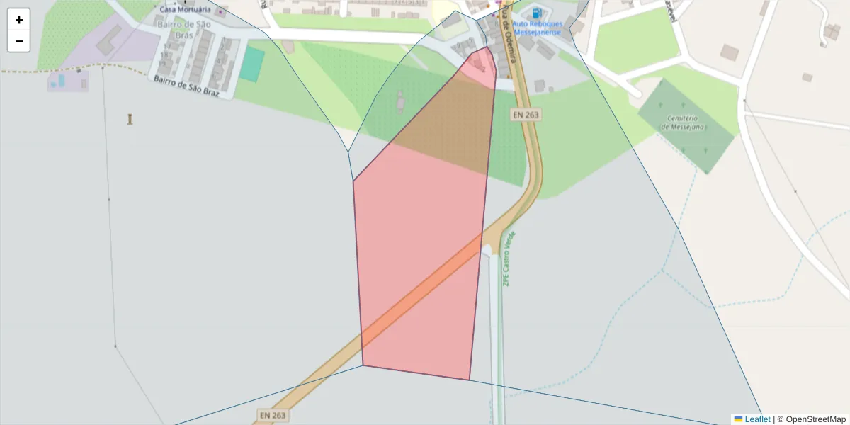 Mapa detalhado do código postal 7600-344 com limites, códigos postais vizinhos e agências dos correios