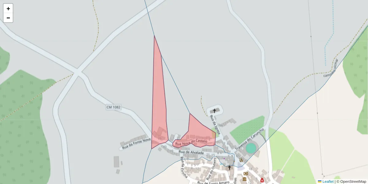 Mapa detalhado do código postal 7600-347 com limites, códigos postais vizinhos e agências dos correios