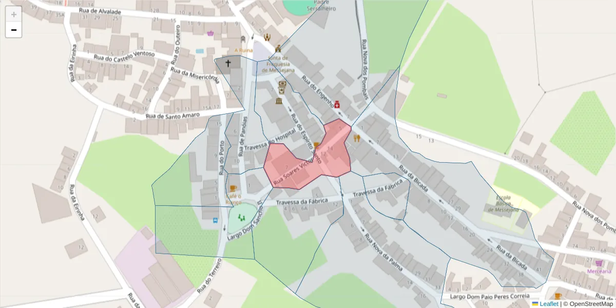 Mapa detalhado do código postal 7600-349 com limites, códigos postais vizinhos e agências dos correios
