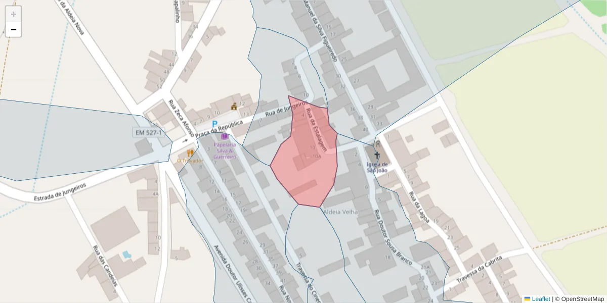 Mapa detalhado do código postal 7600-416 com limites, códigos postais vizinhos e agências dos correios