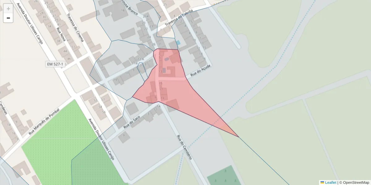 Mapa detalhado do código postal 7600-420 com limites, códigos postais vizinhos e agências dos correios
