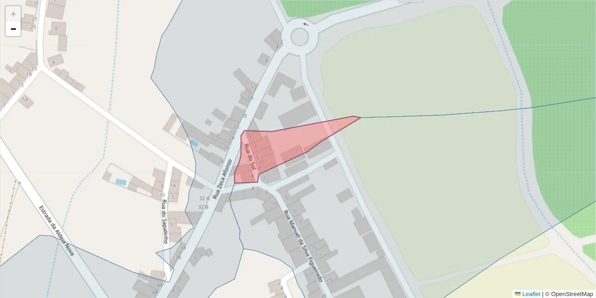 Mapa detalhado do código postal 7600-425 com limites, códigos postais vizinhos e agências dos correios